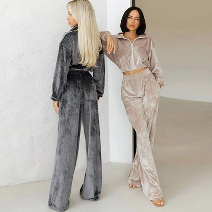 A sweater fleece shirt trousers set