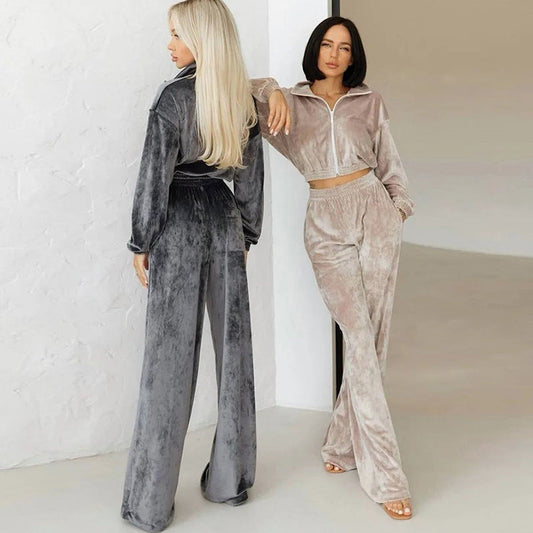A sweater fleece shirt trousers set