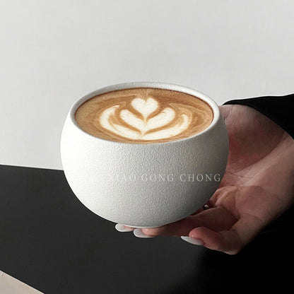 A retro egg-shaped cup frosted stone pattern ceramic cup latte coffee cup afternoon tea niche cappuccillola flower cup