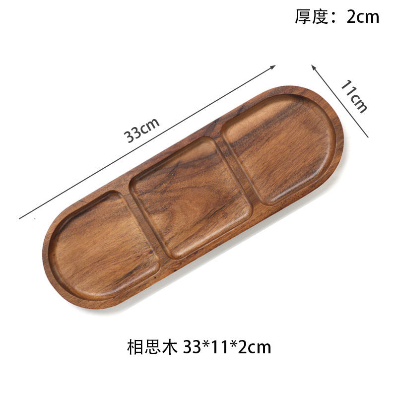 A Acacia wooden tray Japanese-style divided household dim sum snack storage tray
