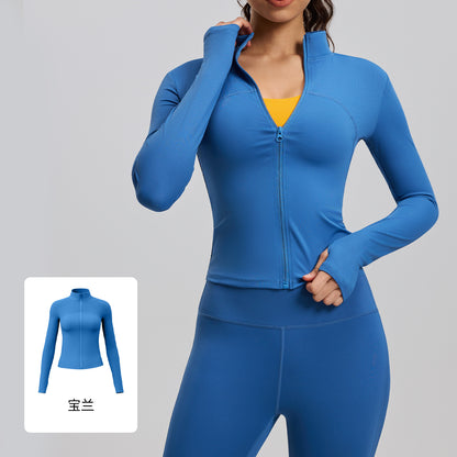 A new striped sports jacket outdoor running slim and thin stand-up neck yoga jacket