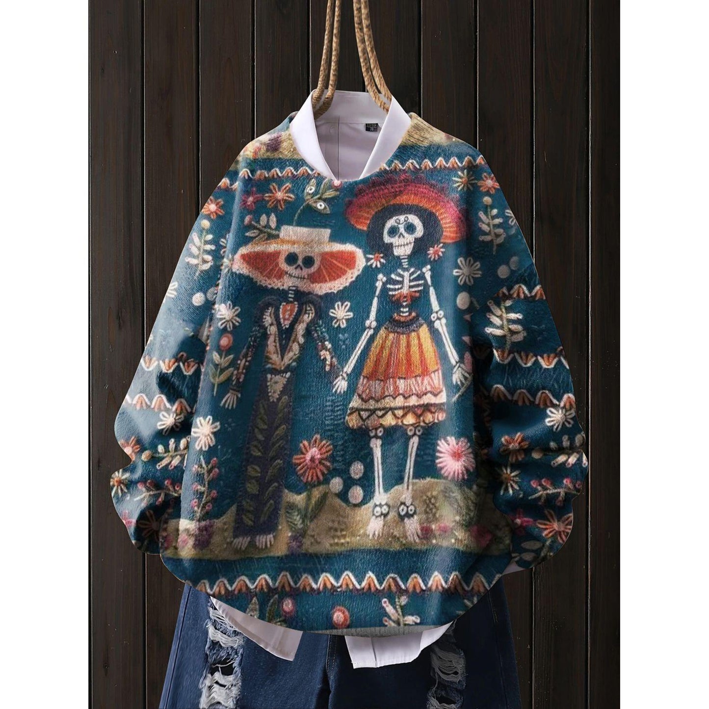 A printed sweater