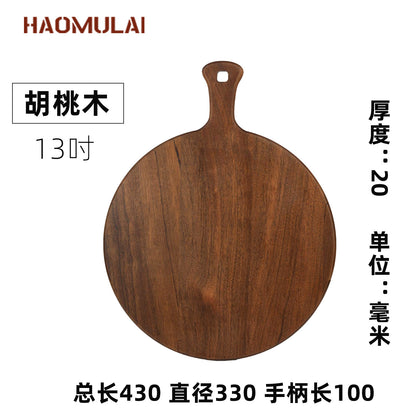 A Round pizza plate Commercial solid wood pizza plate Tray Wooden 9/10/12 inch steak plate Fruit complementary food plate