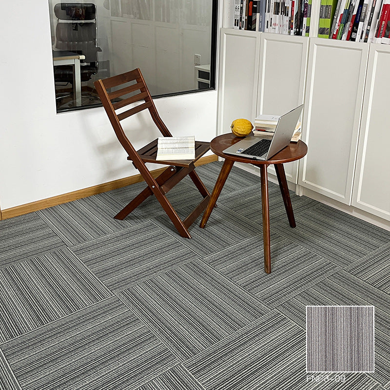 A Office  Building Meeting Room Fire Resistant Dirt Resistant Flame Retardant Environmental Protection Grey Striped Square Splicing B1 Fire Carpet