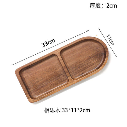 A Acacia wooden tray Japanese-style divided household dim sum snack storage tray