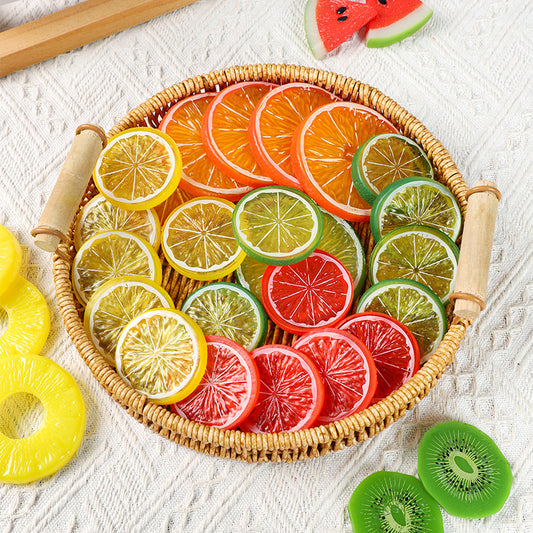 A Fake fruit slice Lemon slice Watermelon slice Fake cherry decoration photo Fruit props High imitation fruit slice model