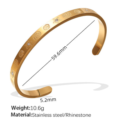 A cross-border European and American exaggerated personality versatile titanium steel inlaid zircon marine series stainless steel advanced sense opening bracelet