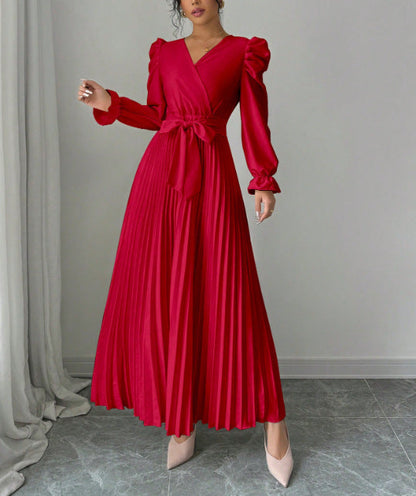 A long-sleeved dress