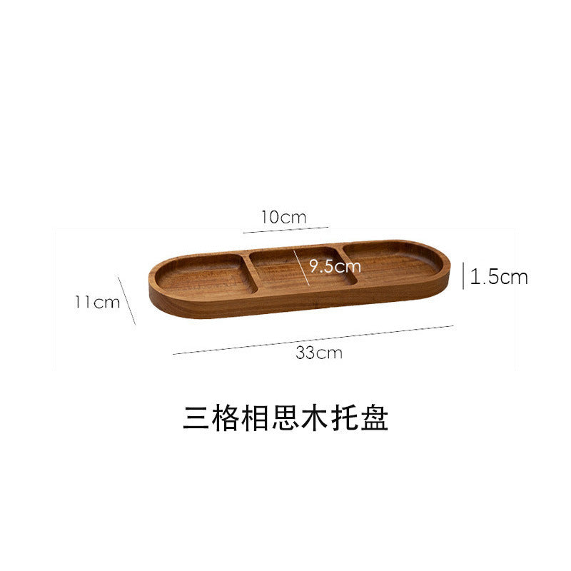 A Acacia wooden tray Japanese-style divided household dim sum snack storage tray