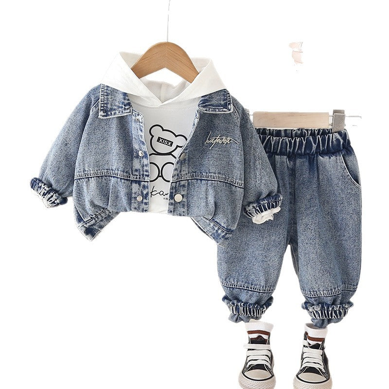 A children's denim three-piece set