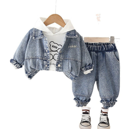 A children's denim three-piece set