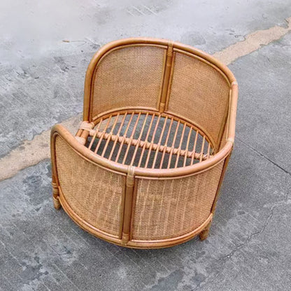 A rattan pet bed