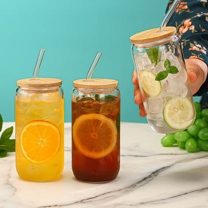A glass straw water cup simple household ins high value high borosilicate high temperature resistant cola transparent beer cup Internet celebrity