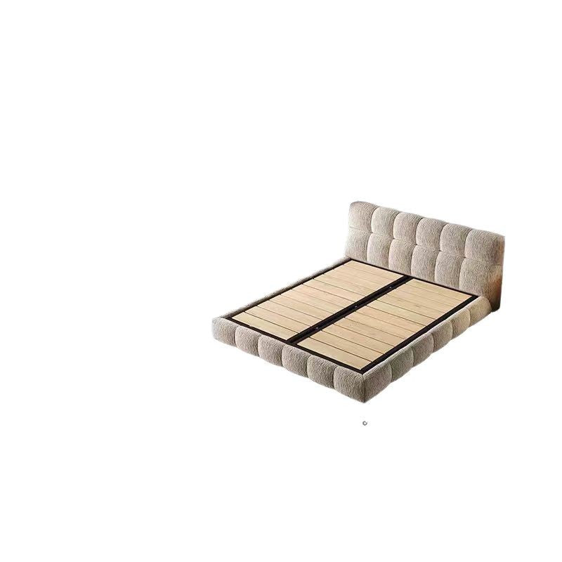 A puff bed cream retro style master bedroom light luxury high-grade chenille cloth bed Italian minimalist soft bag storage bed
