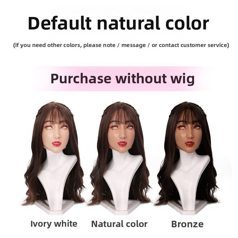 A headgear full face high value artificial leather cos silicone simulation men become beautiful women boss fake head makeup