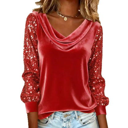 A sequined long-sleeved top