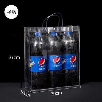 A spot stall pvc plastic tote bag transparent hose thickened red wine packaging bag gift bag