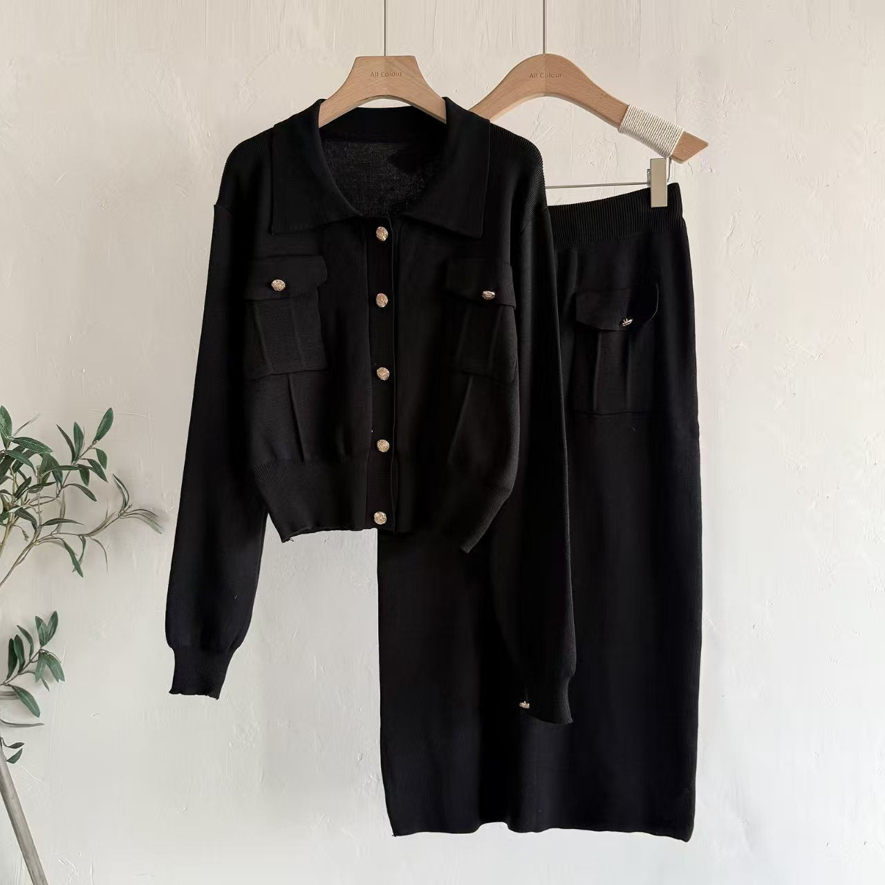 A women's knitted two-piece set
