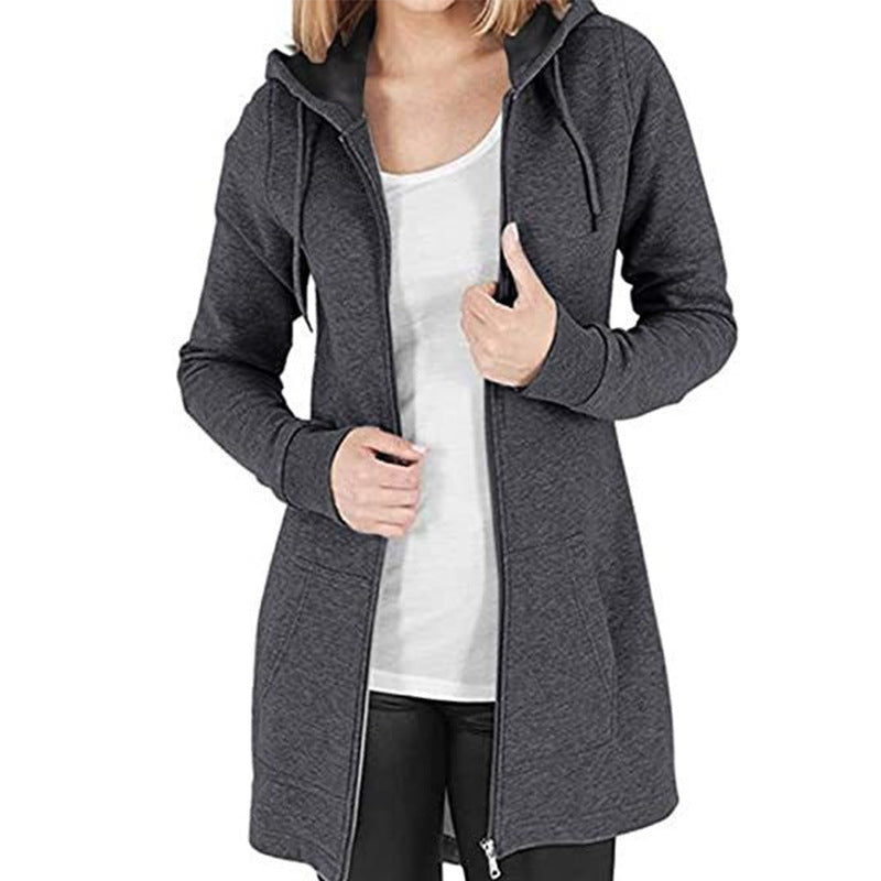B2-m19B Autumn European station cotton gray long zipper sweater - Mixbatch