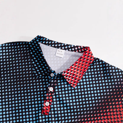 A Summer Men's European and American Cross-border Shirt 3D Printing Geometric Explosive Short Sleeve Outdoor Street Lapel POLO Shirt