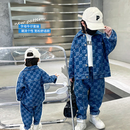 A children's suit denim two-piece set