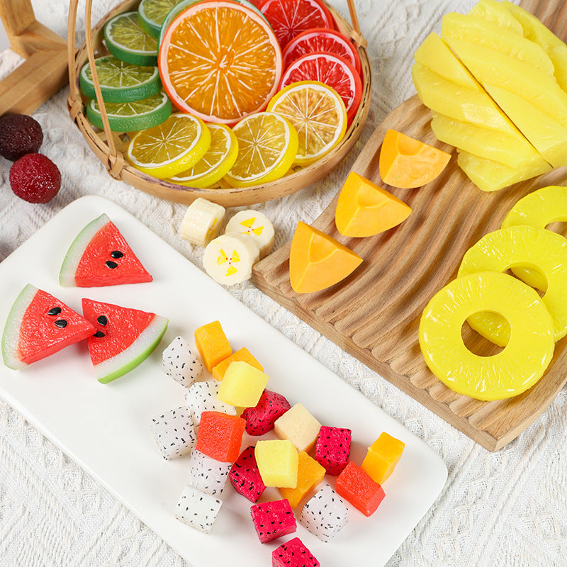 A Fake fruit slice Lemon slice Watermelon slice Fake cherry decoration photo Fruit props High imitation fruit slice model
