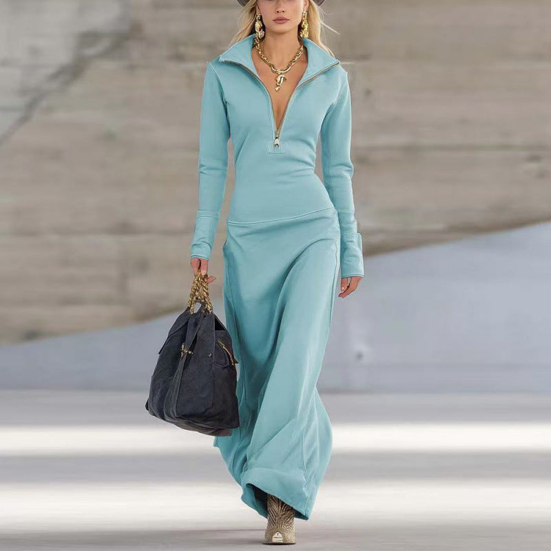 A long-sleeved dress