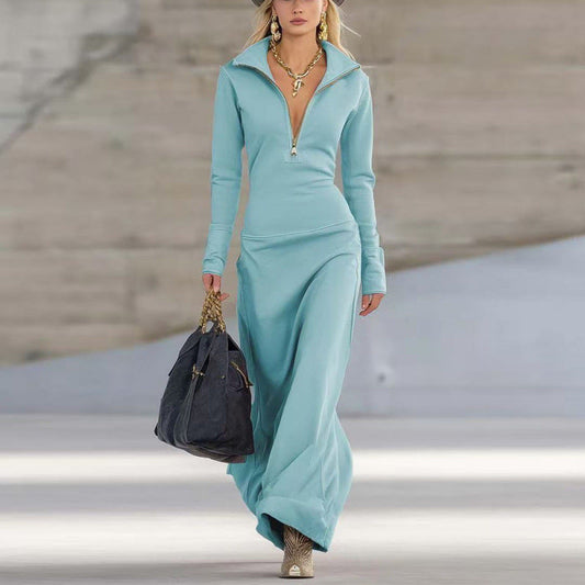 A long-sleeved dress