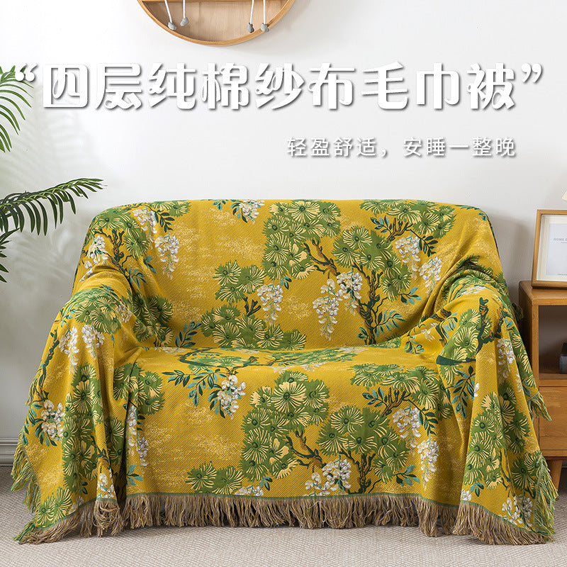 A cotton tassel blanket towel quilt