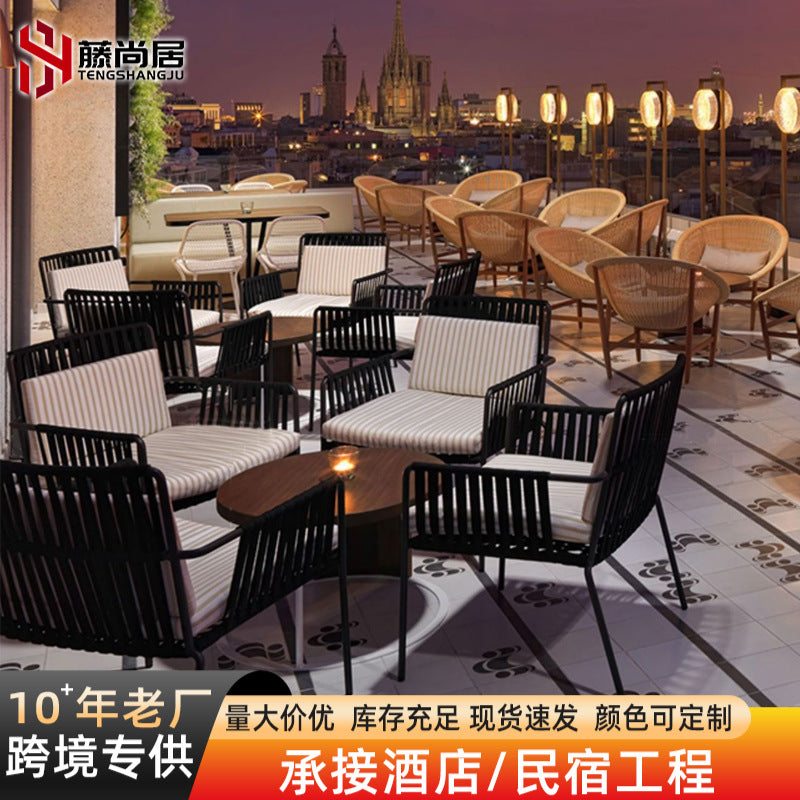 A outdoor rattan chair