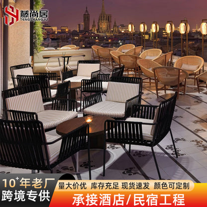 A outdoor rattan chair