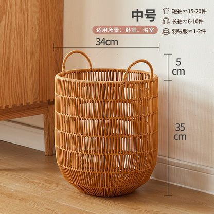 A waterproof storage basket made of imitation rattan