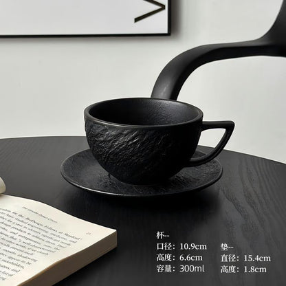 A retro stone coffee cup, premium sense, simple ceramic cup, exquisite latte latte flower cup, cappuccino mocha cup saucer