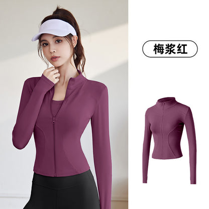 A Spring and Autumn Sports Jacket Long Sleeve Running Slim Fit High Elastic Fitness Yoga Clothing Top Jacket Women