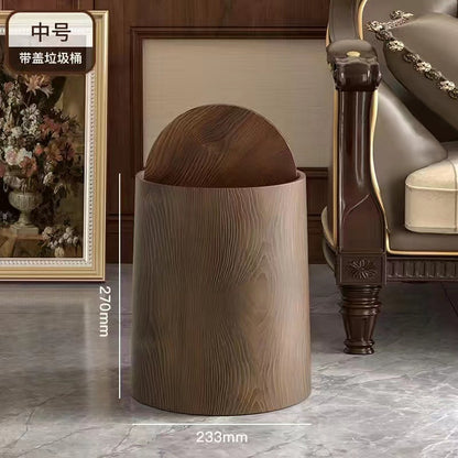 A 中式复古仿木纹垃圾桶