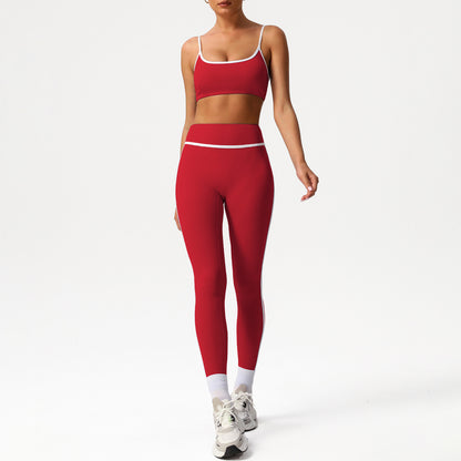 A sports suit women's contrasting colors, beautiful back, tight body, nude yoga suit, running fitness yoga suit