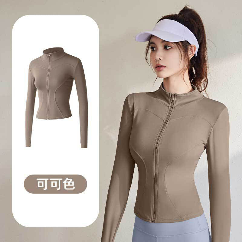 A Spring and Autumn Sports Jacket Long Sleeve Running Slim Fit High Elastic Fitness Yoga Clothing Top Jacket Women