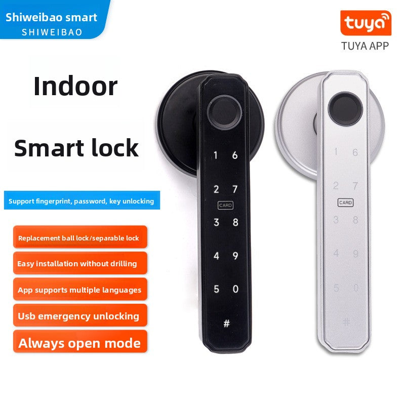 A Indoor Wooden Door Graffiti Fingerprint Lock One Grip Open Home Electronic Lock Spherical Smart Lock Combination Lock