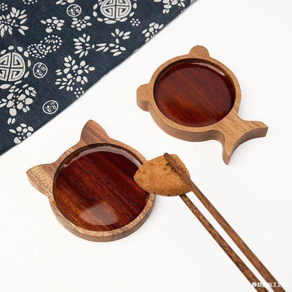 A Acacia wood taste plate three grids fish tail taste plate