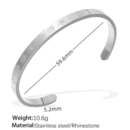 A cross-border European and American exaggerated personality versatile titanium steel inlaid zircon marine series stainless steel advanced sense opening bracelet