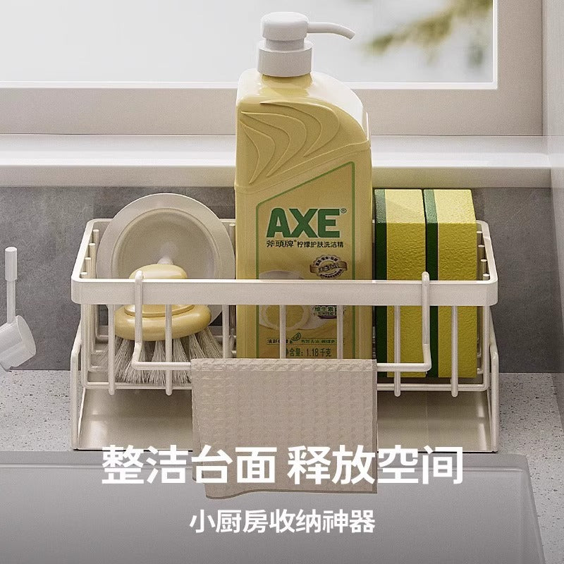 A new drain basket household kitchen drain rack large capacity carbon steel thickened non-punching storage finishing rack