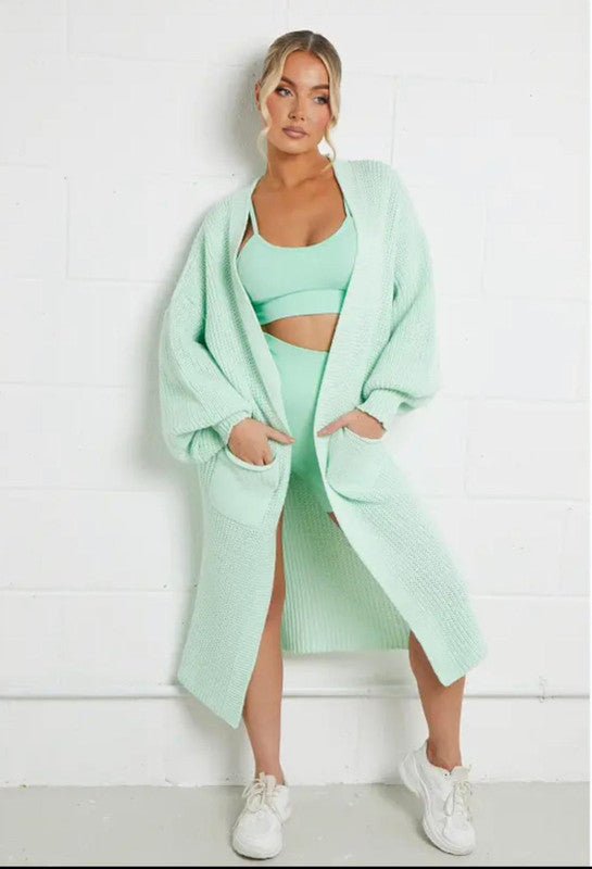 A long knit jacket