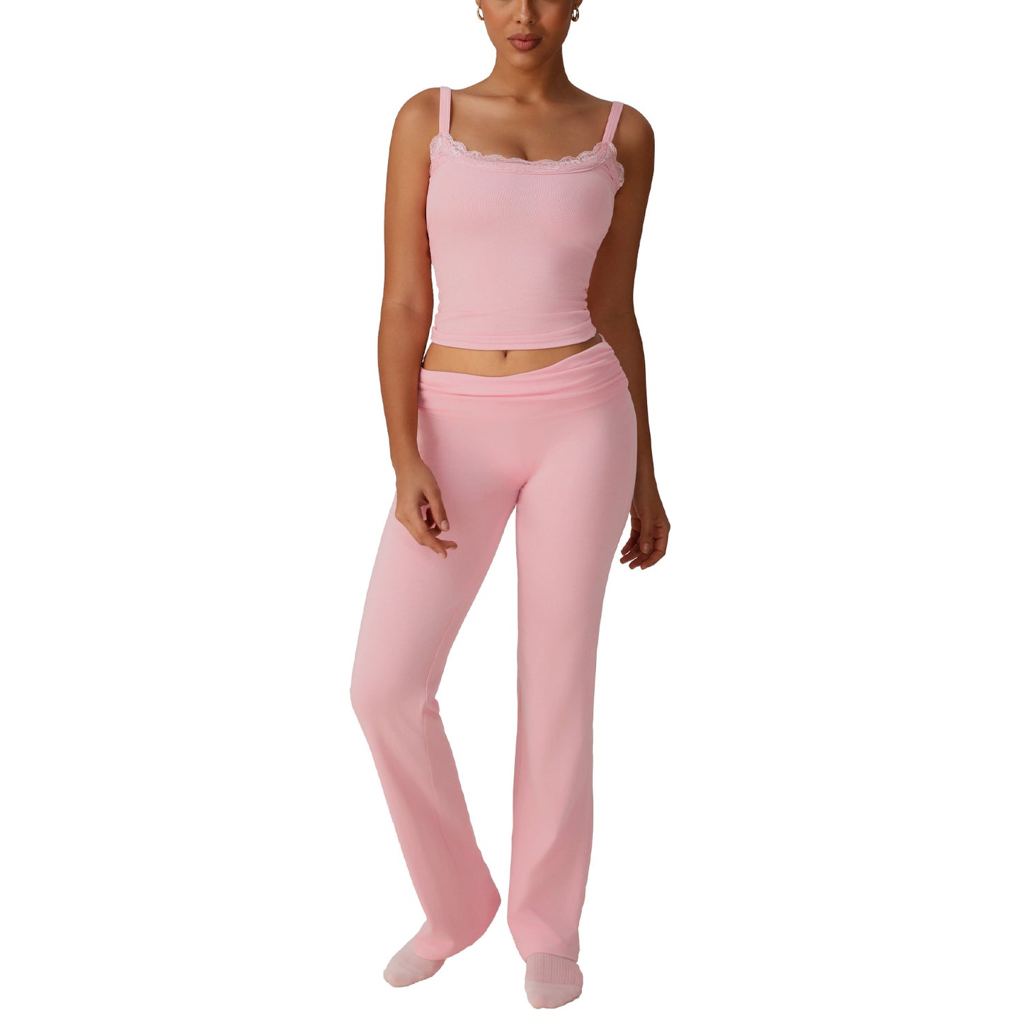 A Skin-friendly loungewear set Lace lace small suspender vest Sports casual wear trousers set
