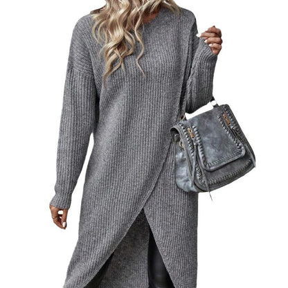 A long knitted sweater