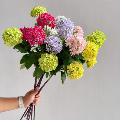 A simulated flower wood hydrangea snowball small hydrangea home wedding outdoor landscaping model room decoration flower arrangement fake flower wholesale