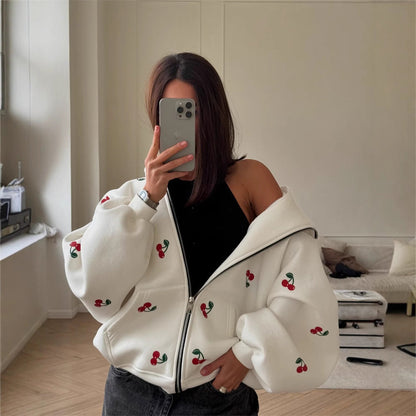 A printed sweater jacket