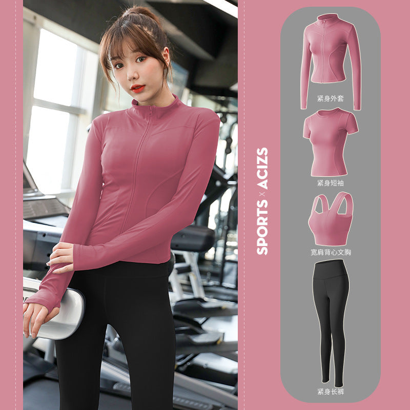 A Yoga clothes women's spring summer tight and thin gym clothes morning running sports suit body sculpting