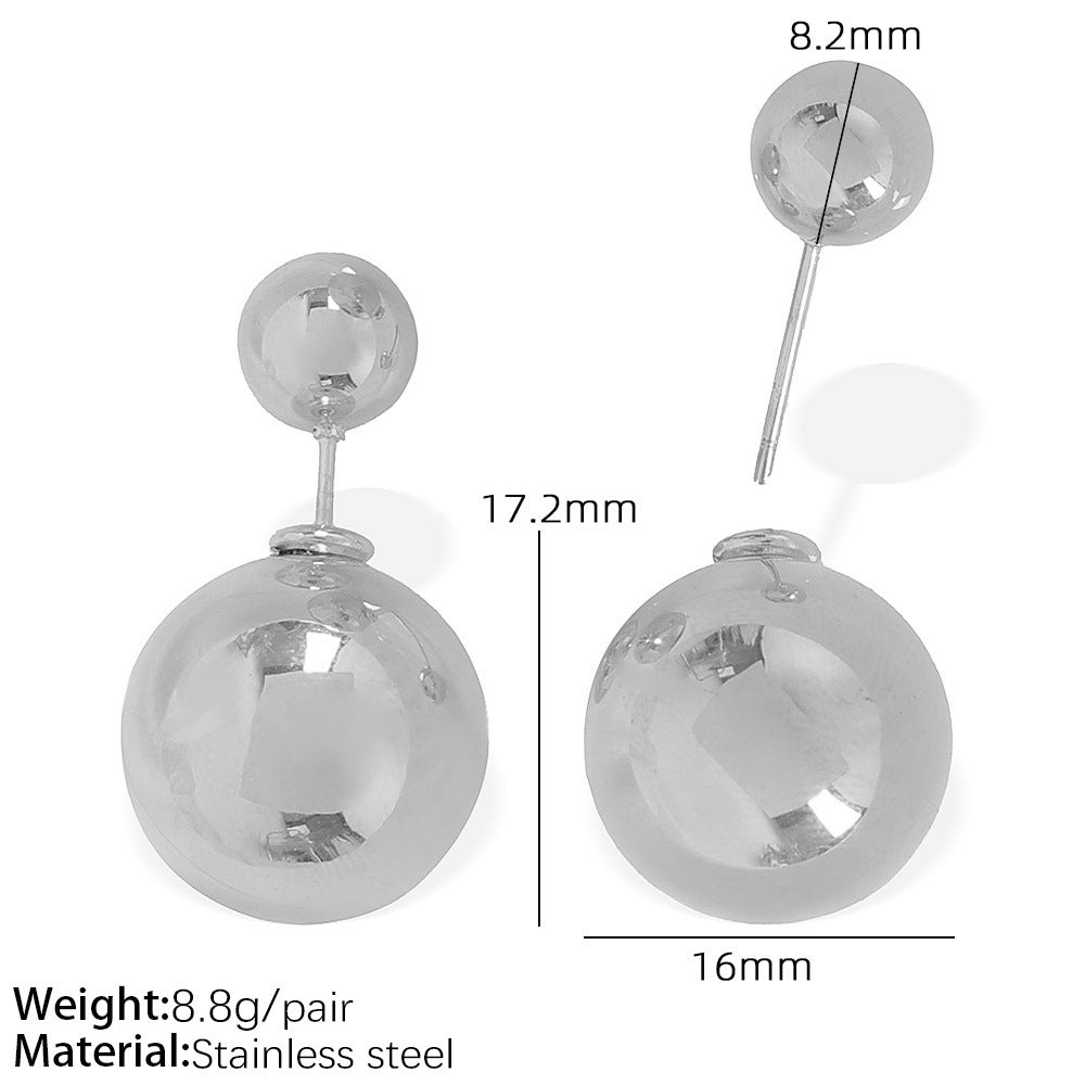 A Titanium steel European and American personality simple metal sense light luxury temperament Titanium steel spherical niche ins design sense jewelry