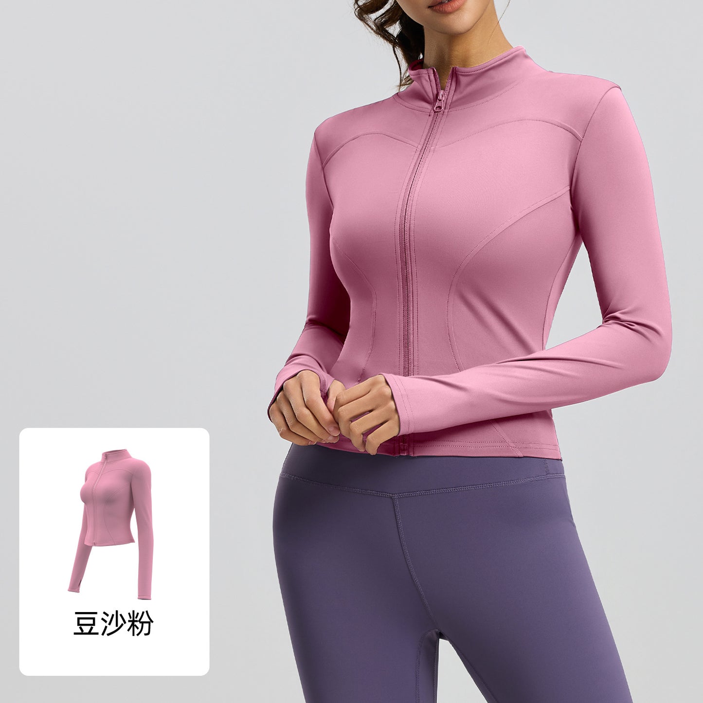 A yoga clothes top women slim and thin breathable running fitness jacket