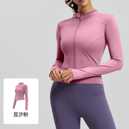 A yoga clothes top women slim and thin breathable running fitness jacket